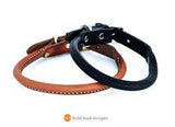 Leather Dog Collar Soft Round Brown