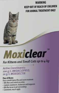 Moxiclear Flea Worm Treatment Cat Kitten 4kg Single Feed My Pet NZ