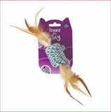 Toy Pounce/Play Woollen Drum w/Feathers